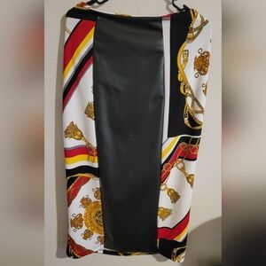 NWT! SKIRT W/FAUX LEATHER FRONT